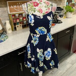Old Navy Dress Medium Petite Cottagecore Floral Navy Blue Smocked 
New With Tags